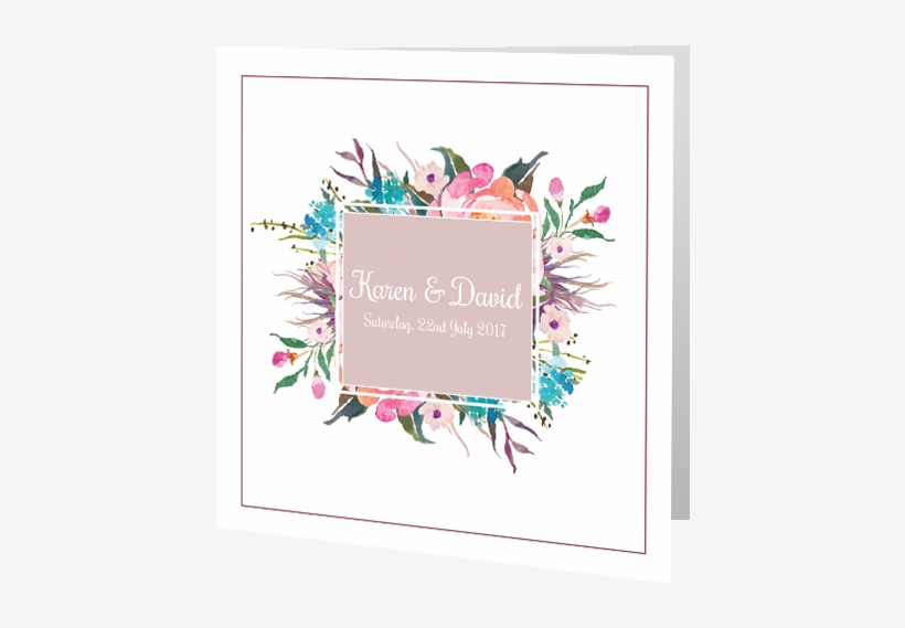 Pink Flower Frame 3d - Foral Türkis-rosa-aquarell-blumenstrauß Karte, transparent png download