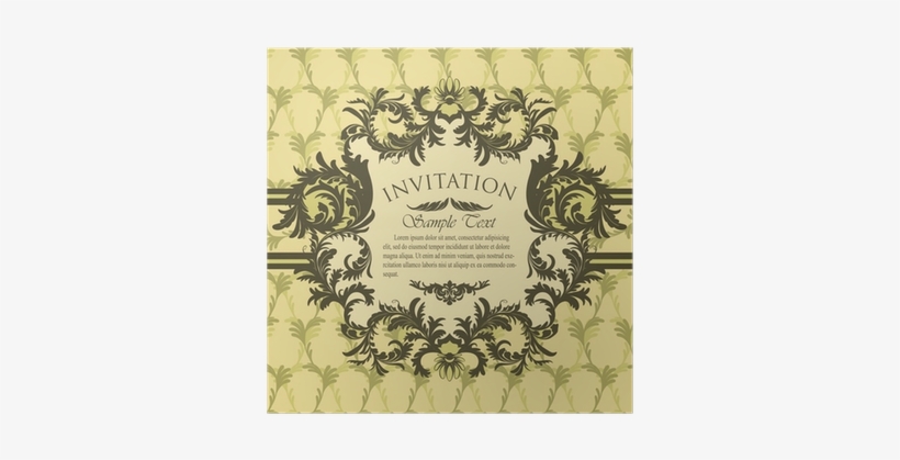Vintage Invitation Card With Antique Floral Frame Poster - Poster, transparent png download