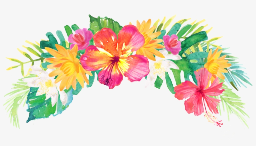 Tropical Summer Palm Flowers Flowercrown Headband Stick - Tropical Flower Crown Png, transparent png download