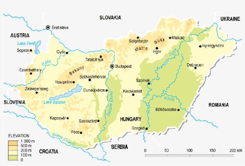 Hungary's Geography - Hungary Topographic Map, transparent png download