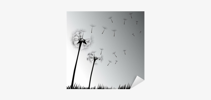 Dandelion Vector In A Grass Field At Night Sticker - Mural, transparent png download