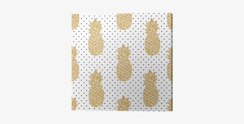 Seamless Pattern With Gold Pineapples On Polkadot Background - No Background Vector Stomach, transparent png download