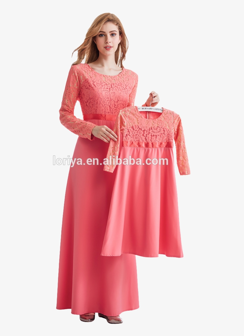 Dress04 - Long Dress Lace Muslimah, transparent png download