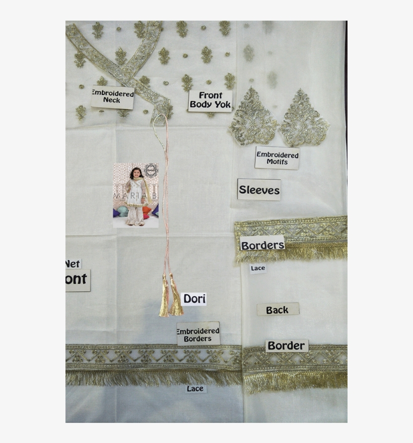 Maria B Kids Eid Collection-white Gold - Gold, transparent png download