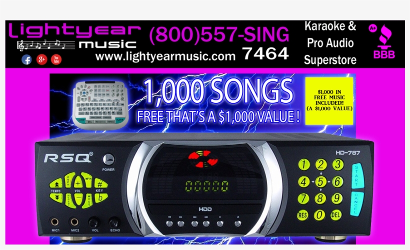 1tb Rsq Hd 787 Digital Karaoke Player Multiple Language - Rsq Hd-787 500gb Hard Drive Multi Format Player Support, transparent png download