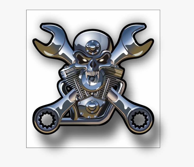 Chrome Motorcycle Engine W/ Skull - Metallic Skulls Png, transparent png download