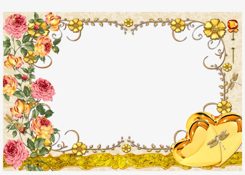 Large Transpa Gold Frame With Flowers Gallery Yopriceville, transparent png download