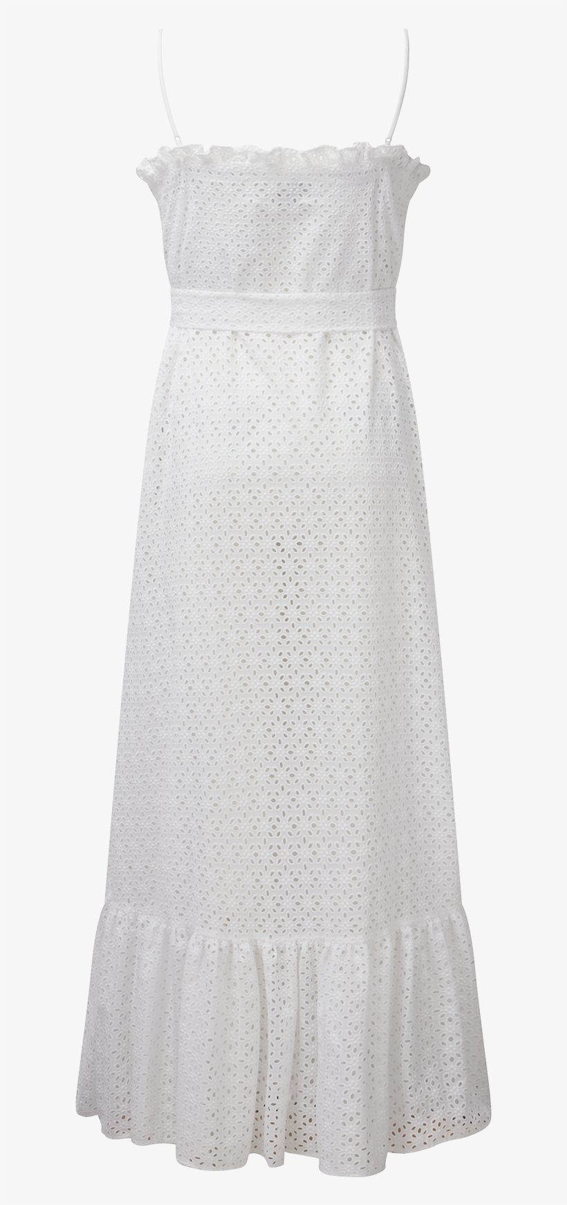 White Eyelet Ruffle Slip Dress - Lauren Ralph Lauren White, transparent png download