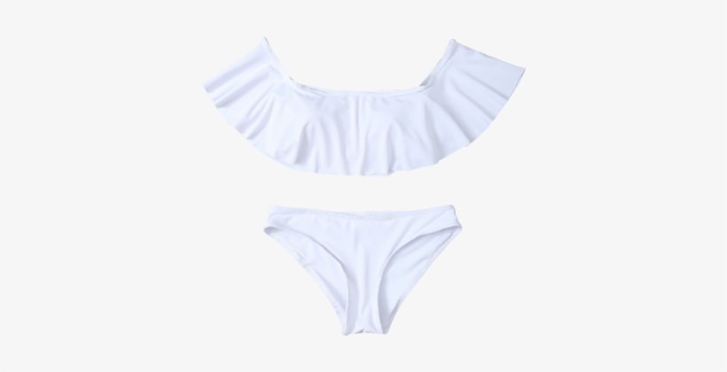 Ruffles Off Shoulder Bikini Swimwear - Underpants, transparent png download