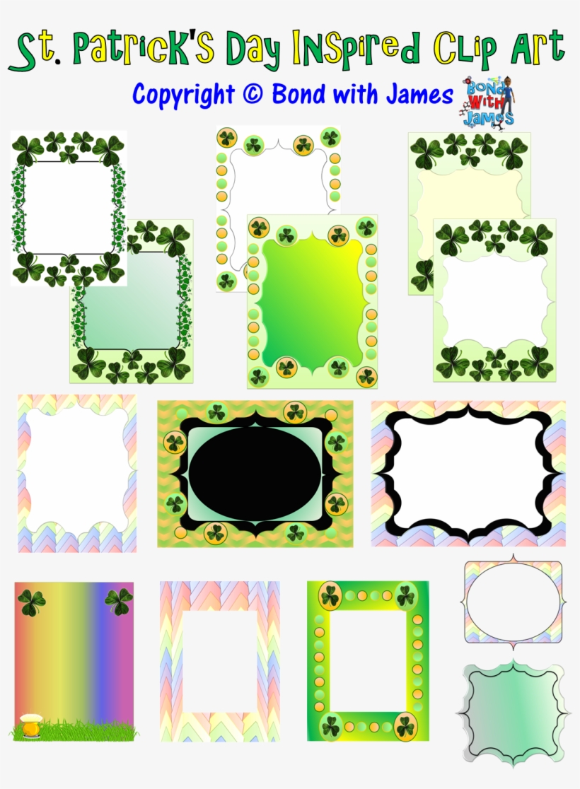 Patrick's Day Inspired Backgrounds, Borders, And Frames - Clip Art, transparent png download