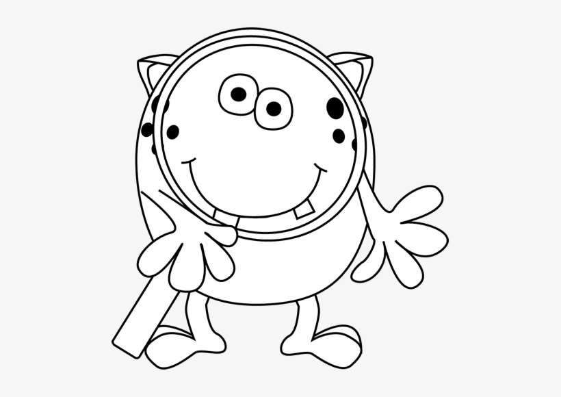 Black And White Black And White Monster With Magnifying - Two Headed