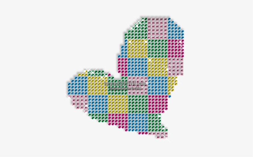 Geometric Heart Rhinestone Iron On Design For Garment - Graphic Design, transparent png download
