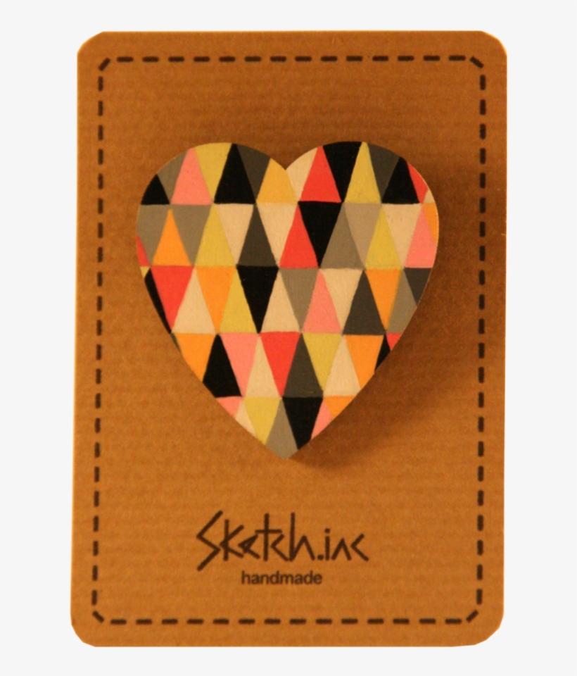 Geometric Heart Wooden Brooch - Brooch, transparent png download