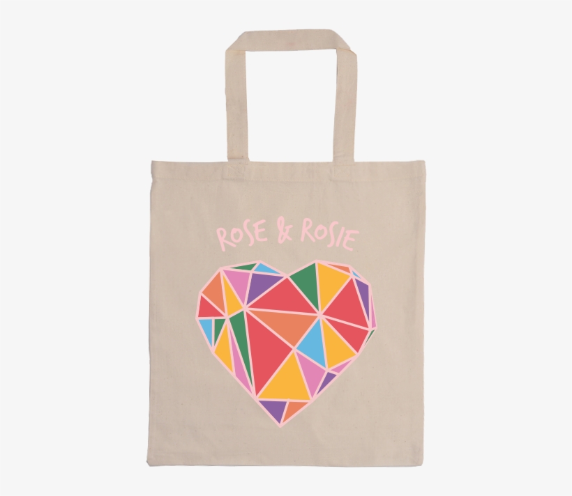 Geometric Rainbow Heart Tote Bag - Tote Bag, transparent png download