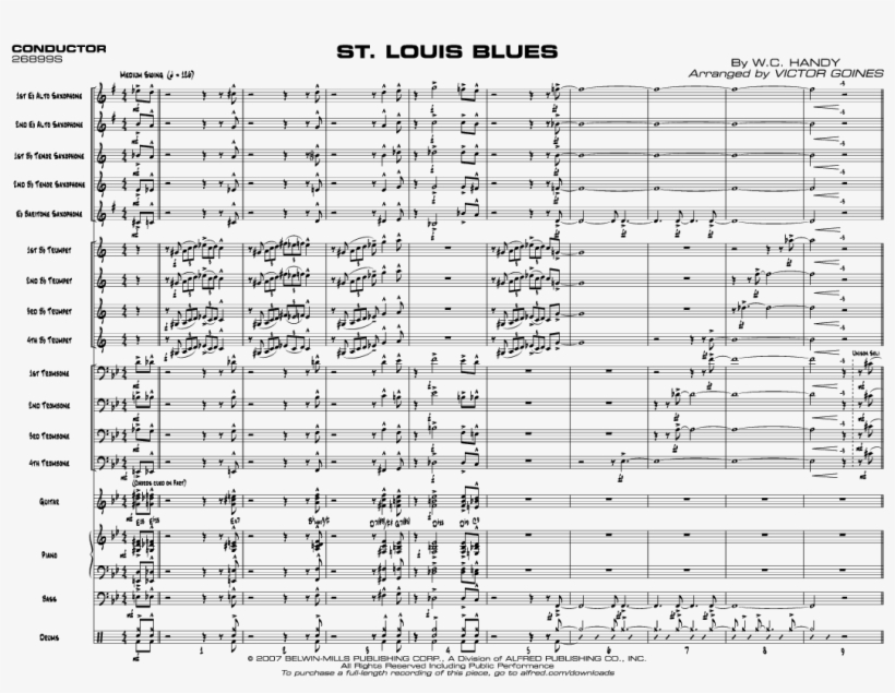 Saint Louis Blues Thumbnail - San Louis Blues Sheet Music, transparent png download
