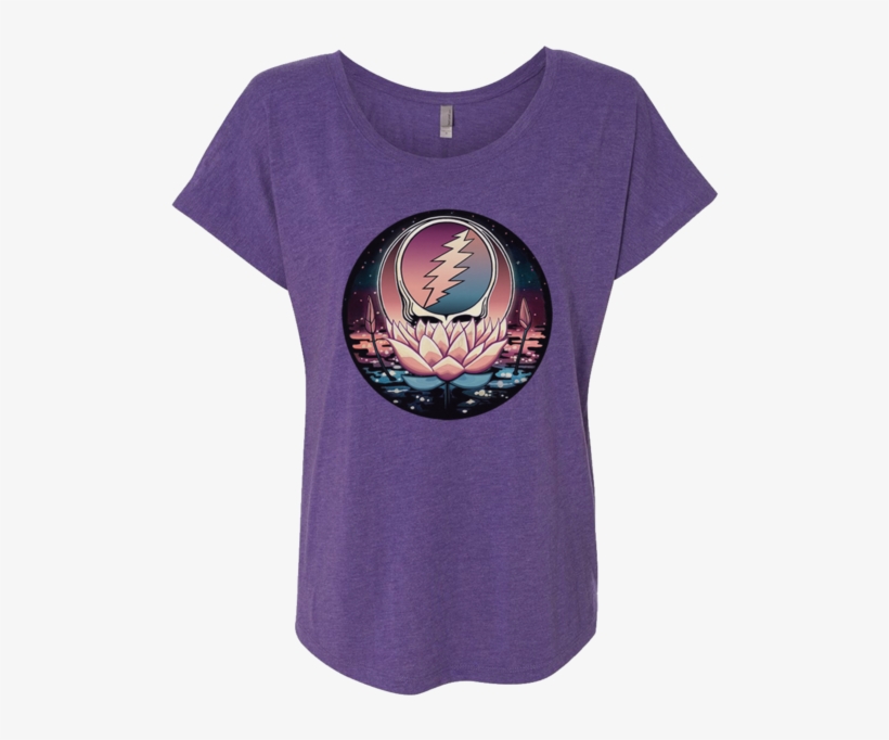 Grateful Dead Lotus Stealie Women's Triblend Dolman - Grateful Dead - Lotus Syf Black Youth Hoodie Black, transparent png download