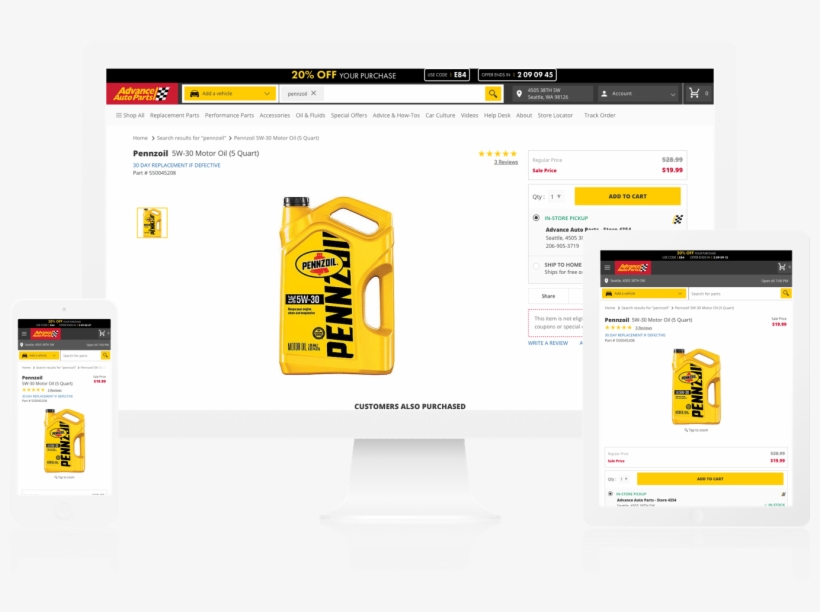 Advance Auto Parts Site Screens - Pennzoil 5w-30 Motor Oil, 5 Qt., transparent png download
