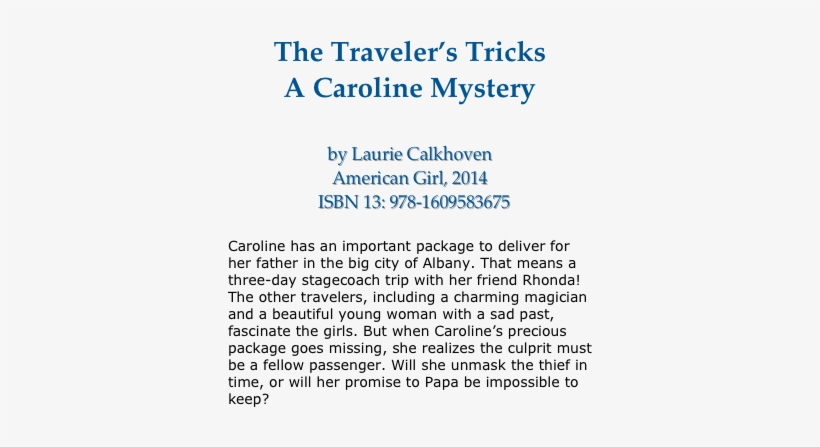 The Traveler's Tricks A Caroline Mystery By Laurie - The Traveler's Tricks: A Caroline Mystery, transparent png download