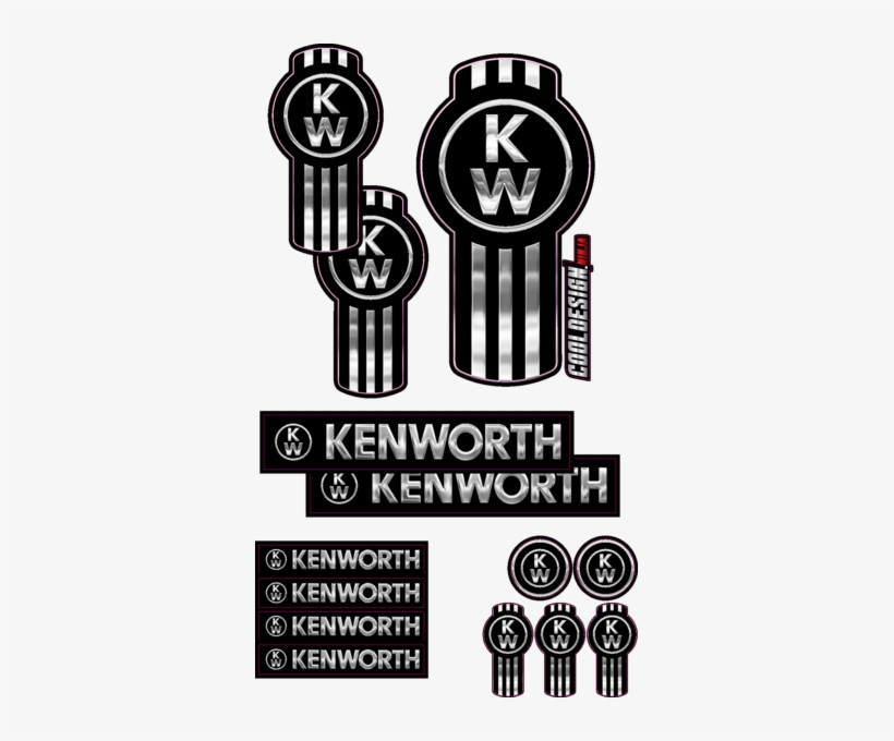 3-pack Of Chrome And Black Vertical Kenworth Emblem - Emblem Vertical, transparent png download
