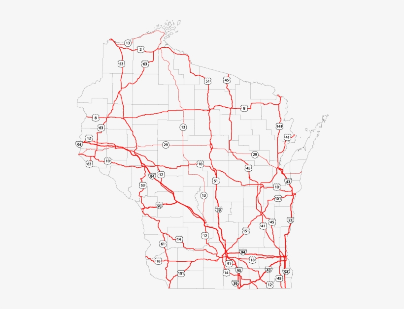 County Outlines With Major Highways, 704kb - Map, transparent png download