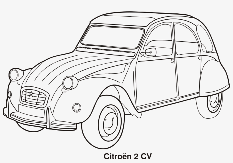 Car Car Outline Cars Citroen - Drawing 2cv, transparent png download