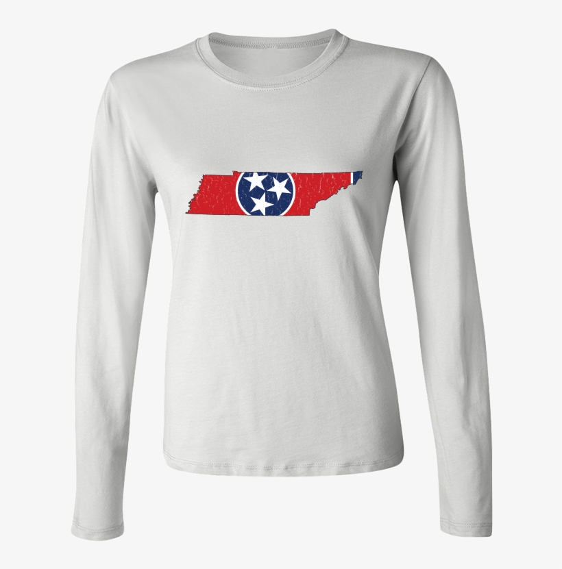 Tennessee Flag State Outline Red Womens Long Sleeve - Women's Long Sleeve, transparent png download