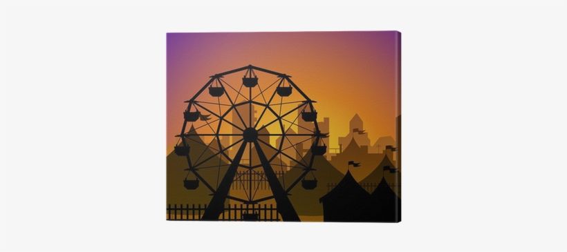 Ferris Wheel And Circus Silhouette In Front Of A City - Rueda Del Circo, transparent png download