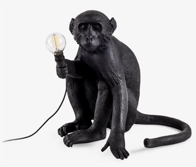 Seletti Outdoor Monkey Lamp, Sitting - Seletti Monkey Lamp Black Sitting Black, transparent png download