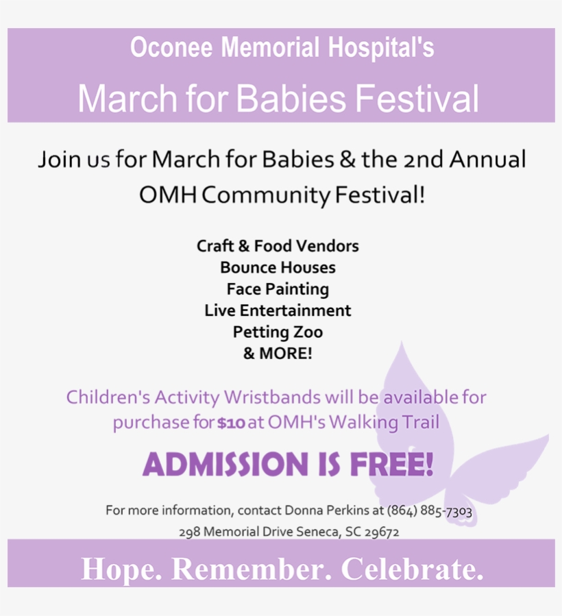 Oconee Memorial Hospital Is Hosting A March For Babies - August 2011 Calendar Printable, transparent png download