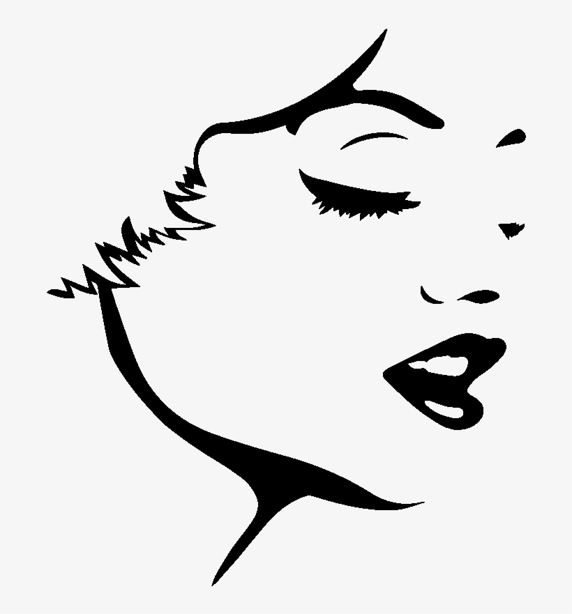 Sticker Marilyn Monroe Visage Ambiance Sticker Kc 2666 - Outline Of A Face Art, transparent png download