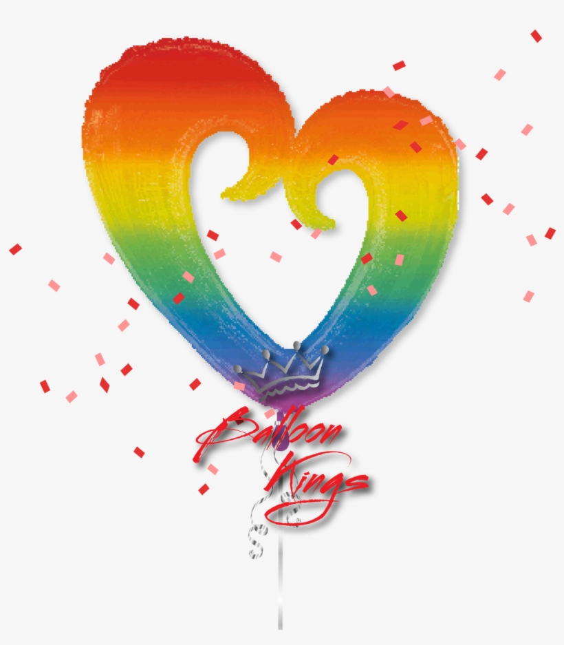 Rainbow Open Heart - 32" Supershape Rainbow Open Heart Balloon - Mylar Balloons, transparent png download