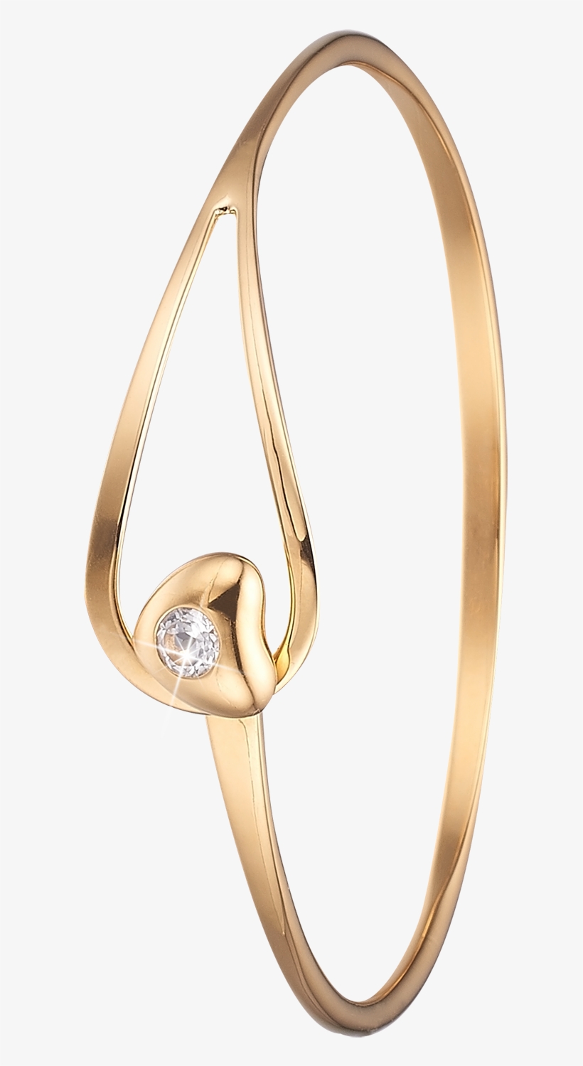 Open Heart, Gold Plated Bangle With 1 Topaz - Forgyldt Armring, transparent png download