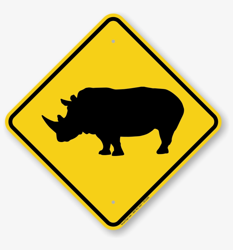 Rhinoceros Crossing Sign - Señales De Transito Tunel, transparent png download