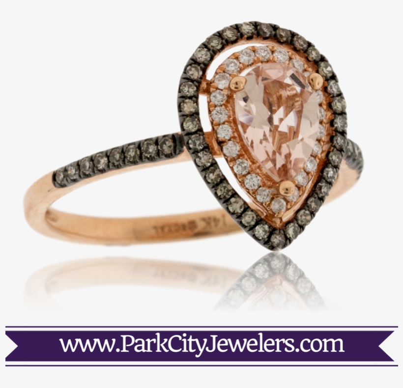 Brown Diamond And Tear Drop Morganite Ring - Pave Diamond Snowflake Earrings, transparent png download