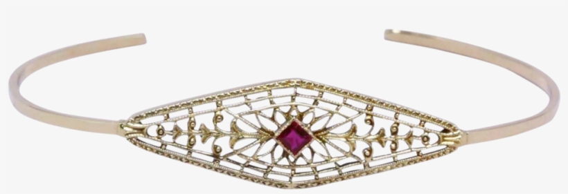 Vintage Ruby Filigree Bangle Bracelet, transparent png download