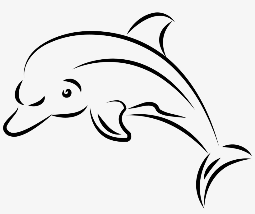 Silhouette Clip Art Dolphins Line Transprent Png - Dolphin Drawing, transparent png download