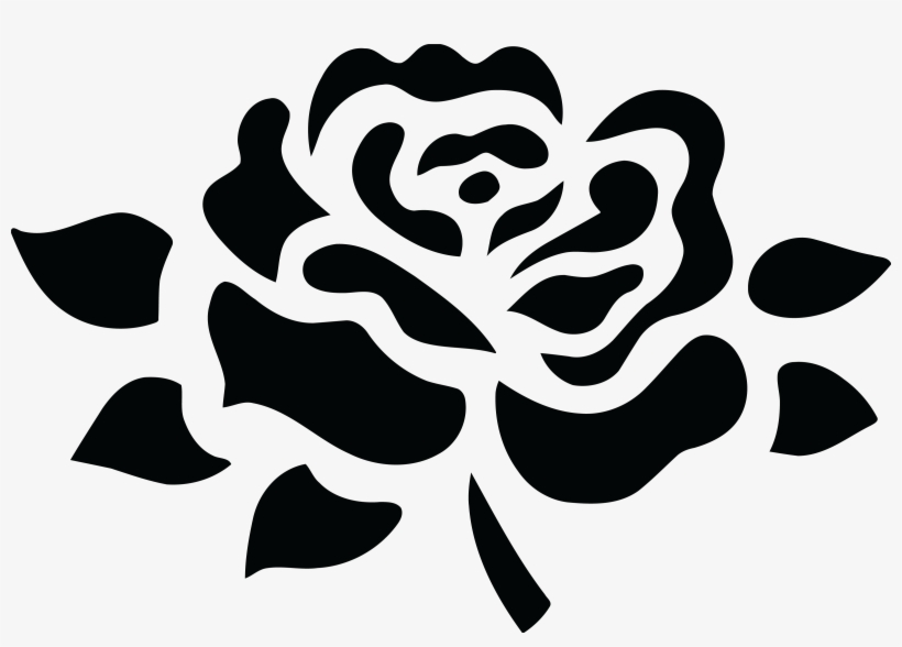 Free Clipart Of A Black And White Fully Bloomed Rose - Black And White Png, transparent png download