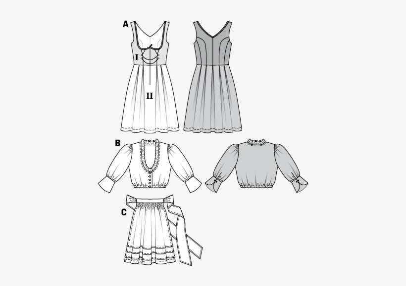 Burda Ladies Drindl Folklore Fancy Dress Costume Fabric - Burda 7443 Women's Dirndl, transparent png download