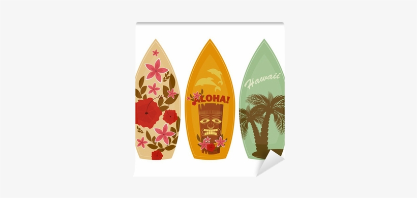 Surfboards Isolated On White Background Wall Mural - Vintage Hawaiian Pillow Case, transparent png download