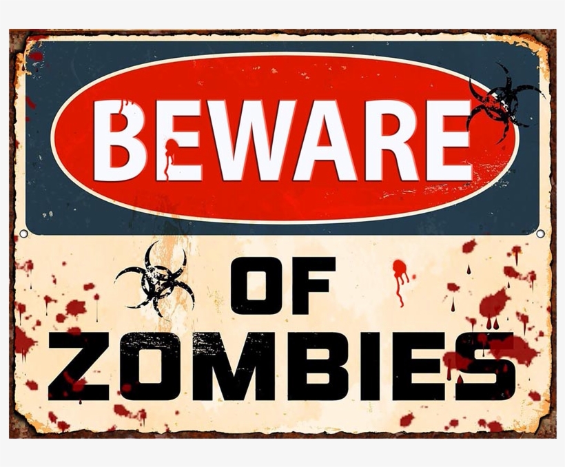 Cartello In Metallo 'Attenzione Zombie' Pericolo Biologico | Decorazione Horror Per Halloween E Garage