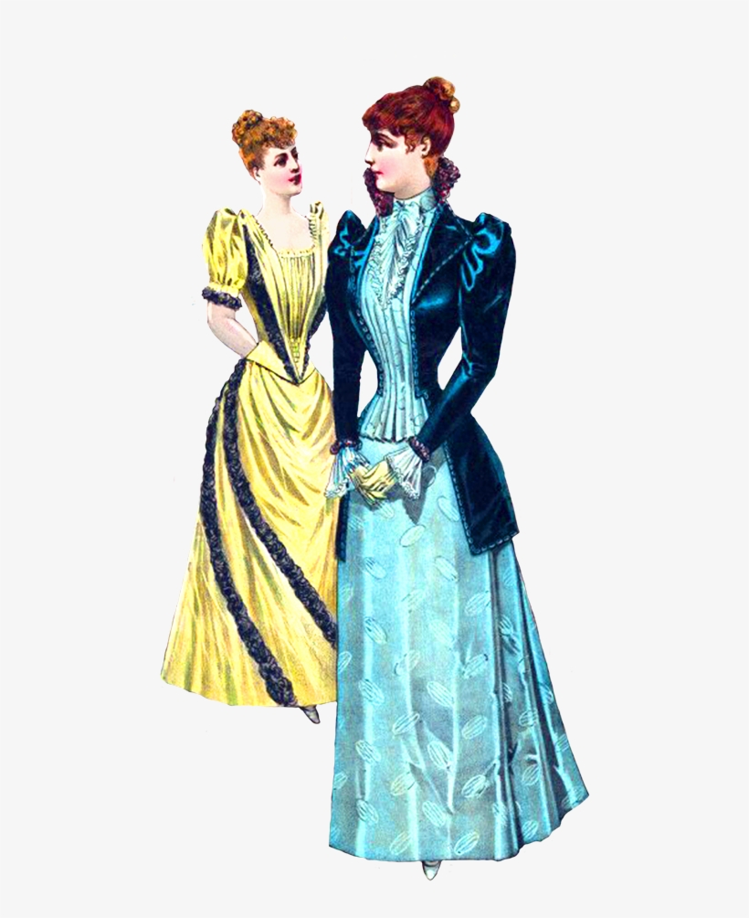 Two Victorian Ladies In Dresses Png - Clothing, transparent png download