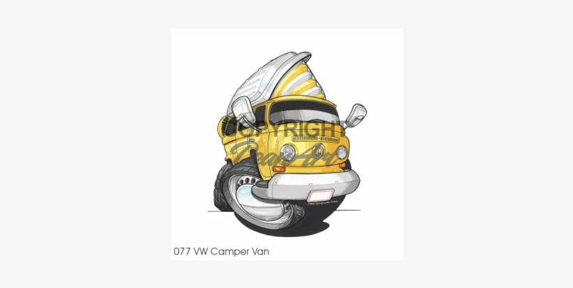 077 Vw Bay Window Camper Van - Cartoon, transparent png download