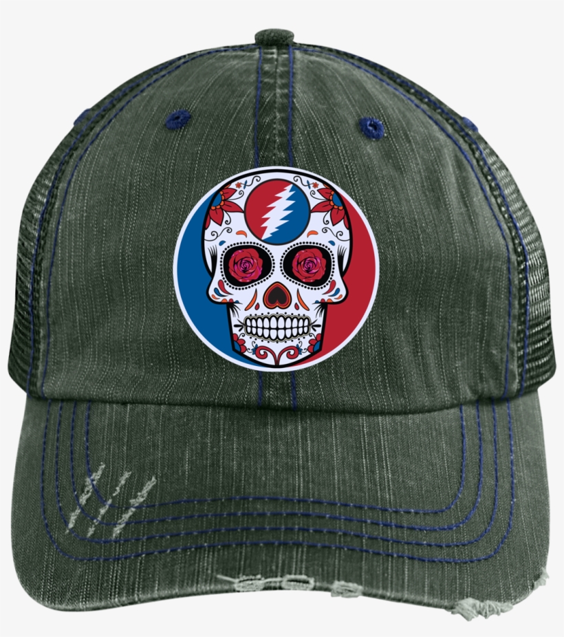 One Of A Kind "day Of The Grateful Dead" Distressed - Shit To Fit Trucker Cap, transparent png download