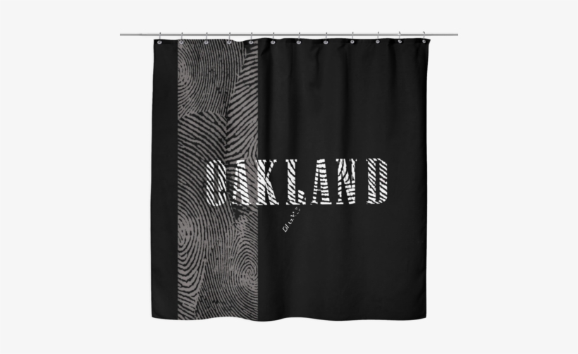 Oakland Flat Black White Finger Print Strip Shower - Shower Curtain, transparent png download