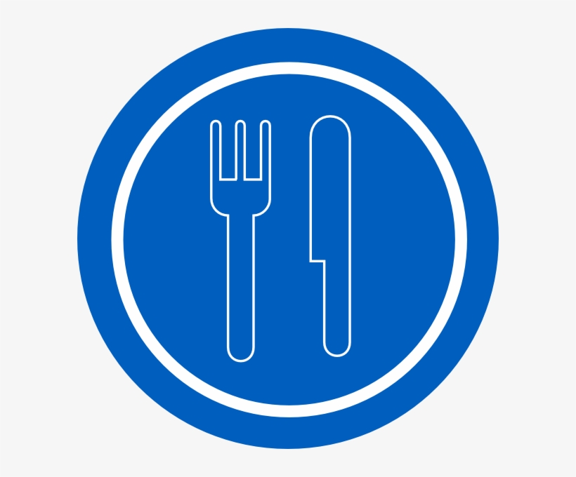 Blue Plate With Outline Knife And Fork Icon Png - Portable Network Graphics, transparent png download