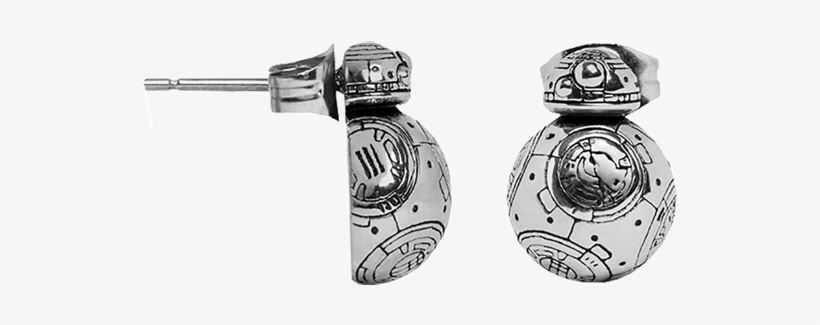 Bb-8 Droid 3d Stud Earrings - Star Wars Bb-8 Silver Tone Cartoon Comic Logo Post, transparent png download