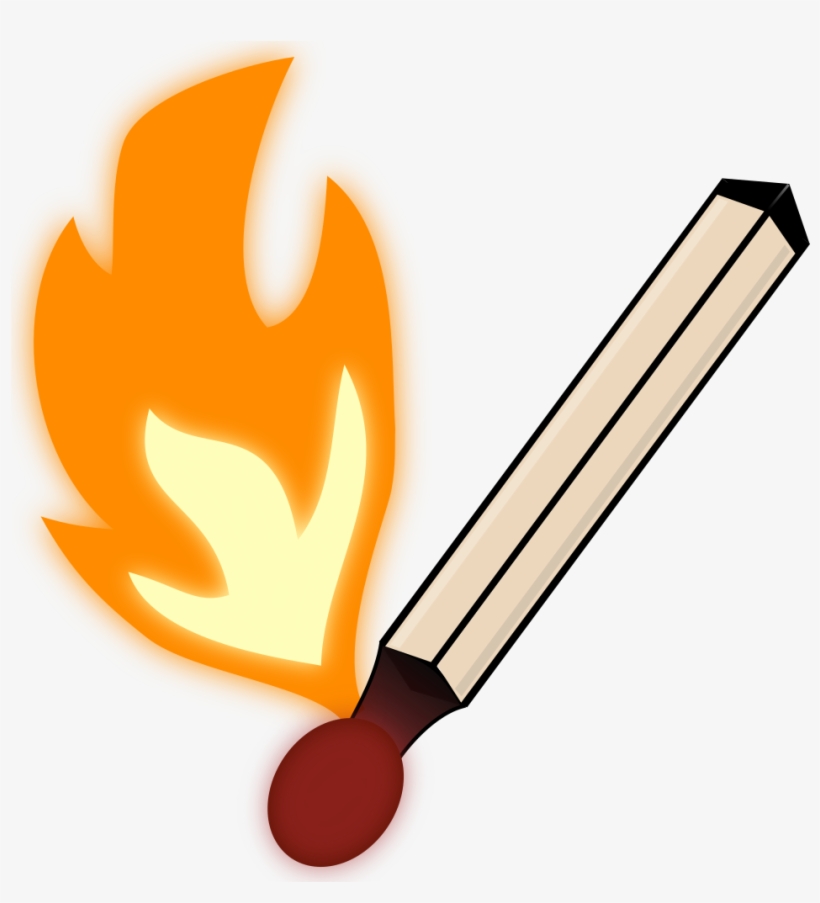 Burning Matchstick In Color - Matchstick Clip Art Transparent PNG