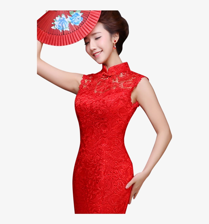Bsjy-15289 Hollow Back Sleeveless Red Lace Trailing - Dress, transparent png download