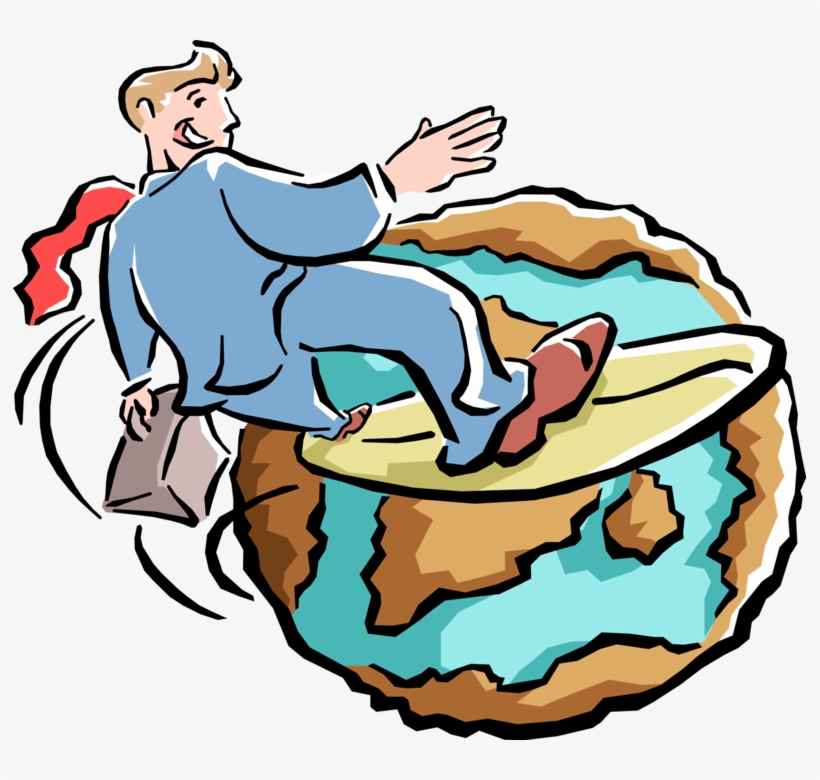 Vector Illustration Of Businessman Surfing The World - Surfing The World Wide Web, transparent png download