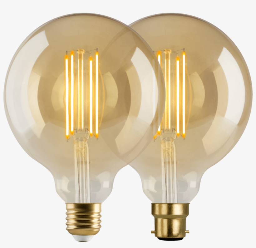 Led Filament Vintage Golden Globe G125 - 4w Led E27 Globe Very Warm White Dimmable, transparent png download